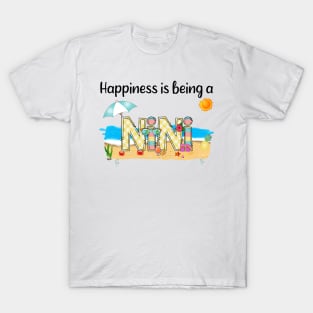 Happiness Is Being A Nini Summer Beach Happy Mother's T-Shirt